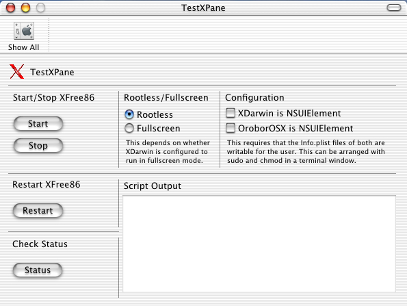 image of TestXPane window